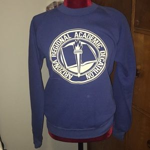 Vintage blue academia sweatshirt medium jerzees
